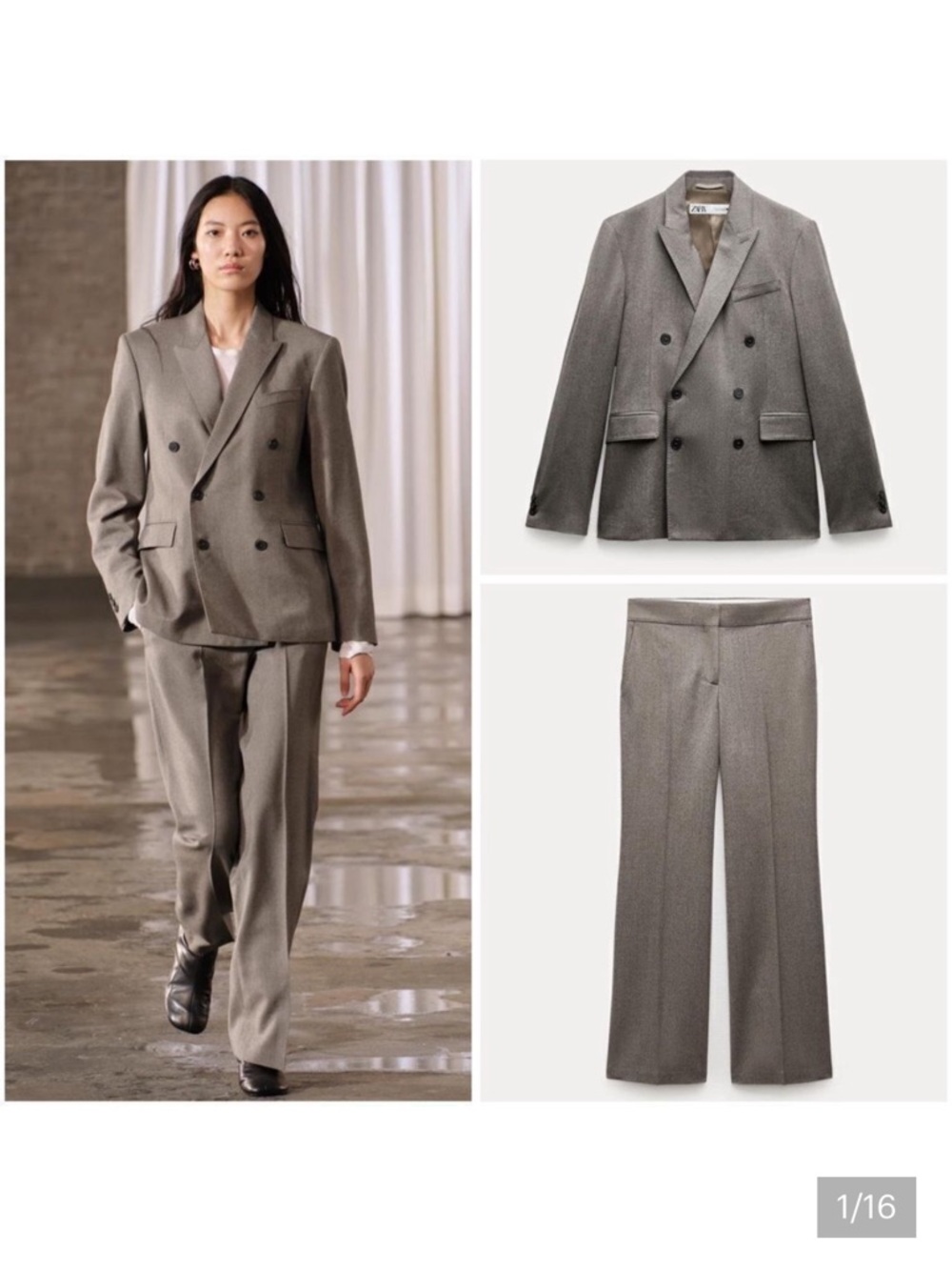 ZARA CO-ORD SET DOUBLE BREASTED WOOL BLAZER STRAIGHT CUT PANTS ZW COLLECTION